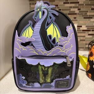 Loungefly Black and Purple Dragon Backpack